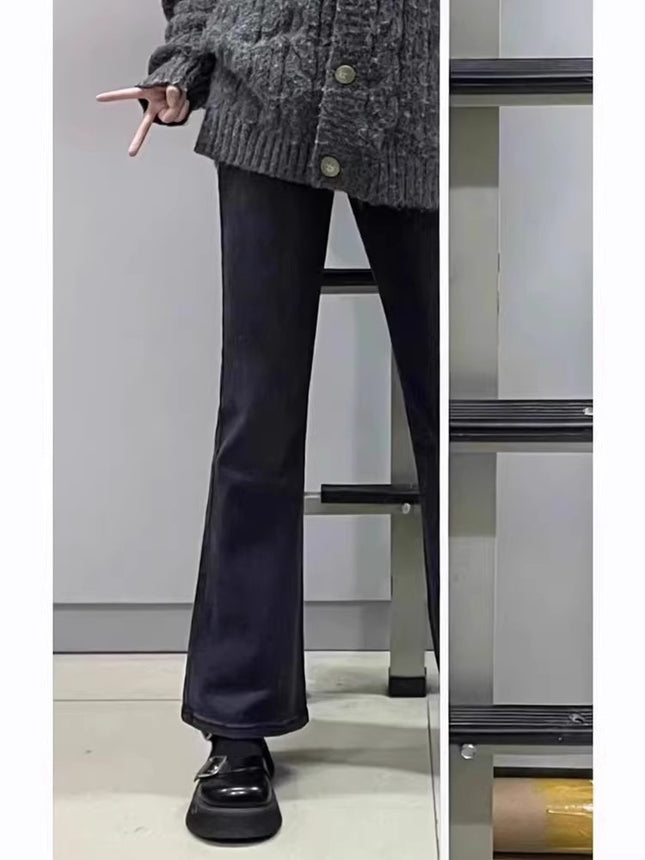 Plus Size Retro Bootcut Jeans for Women 2025 Autum New Fat mm Pear-Shaped Figure High Waist Slim Flared Pants