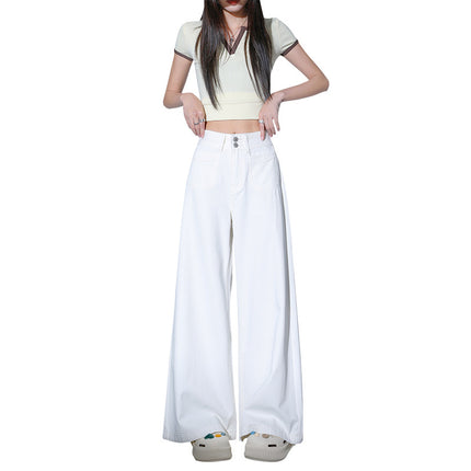American Casual High-Waisted Wide-Leg Jeans for Women 2025 Autumn New Straight Loose Slimming Drapey Floor-Length Pants