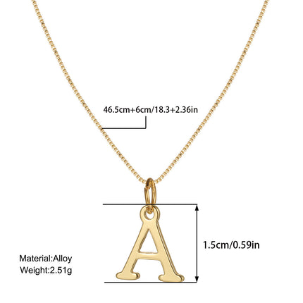 Cross-border Amazon Hot Sale Simple Stainless Steel Letter Pendant Necklace Women Alloy Box Chain 26 Letter Clavicle Chain