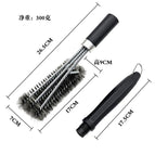 Detachable handle three-head wire brush