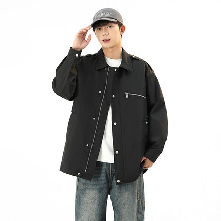 Jacket Men's 2025 Spring New Loose Hooded Outdoor Casual Tooling Charge Jacket Spring Trendy Top