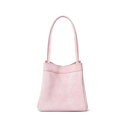 New Chinese Style National Style Vegetable Basket Bag Satin Genuine Leather Small Square Bag Large Capacity Niche Portable Bucket Bag Shoulder Crossbody Bag