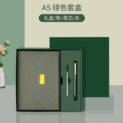 Engravable Triplex Notebook Customized Logo Business Notebook Office Horizontal Line Gift Box suit Notepad
