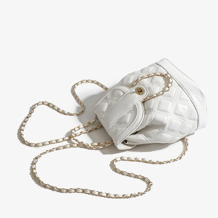 Simple Chain Rhombic Backpack Korean Style New Ins Light Luxury Chanel Style Chain Bag All-match Girl's Backpack