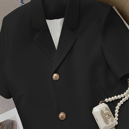 Cross-Border E-Commerce Supply Off-White Short-Sleeved Suit Jacket for Women Summer Internet Celebrity Commuting Small Suit