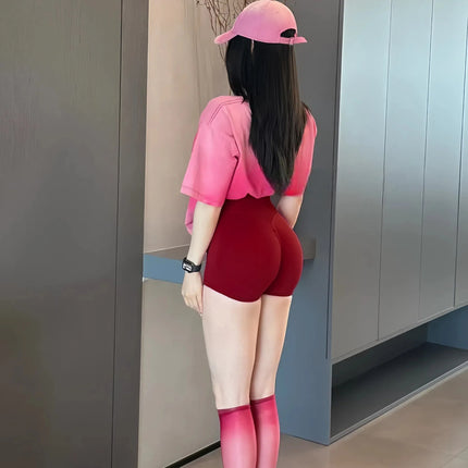 DFY Sports Belly Riding Tights Peach Hip Yoga Three-point Shorts Low Waist Tight Hip-lifting Sports Shorts