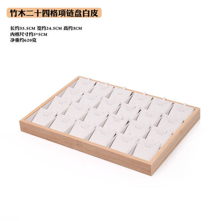 Fresh bamboo wood 24 grid pendant plate necklace pendant lucky card lucky beads jewelry tray window display props