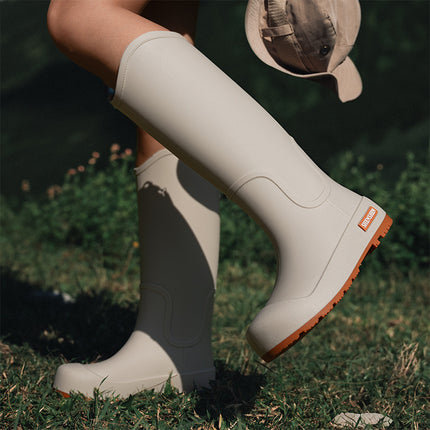 2024 New Cross-border Time Wear Rain Boots Women's High Rain Boots Outdoor Korean-style Waterproof Warm Long Boots