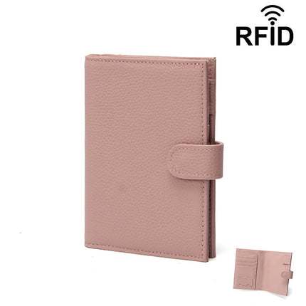 Foreign Trade Genuine Leather Passport Holder, Unisex, Ultra-Thin Rfid Multifunctional Full Leather Wallet, Ticket Holder, Passport Document Holder