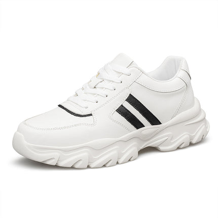 Men's Shoes Inner Height Increase 6/8 Sports Casual Shoes Spring Low-top Cowhide Face Thick-soled Running Small White Sneakers