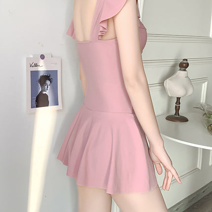 2025 New Swimsuit for Women, Belly-Covering, Slimming Look, One-Piece Skirt-Style Steel Support Push-Up Student Conservative Hot Spring Swimsuit