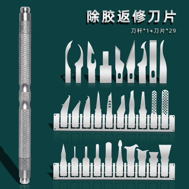 Mobile phone chip glue removal pry knife hard disk layered CPU glue cutting tool mainboard repair scraper repair blade suit