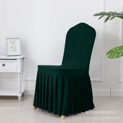 Chair Cover Thickened Stretch Pleated Skirt Dining Chair Cover Hotel Wedding Banquet Event Stool Cover Hotel Cloth