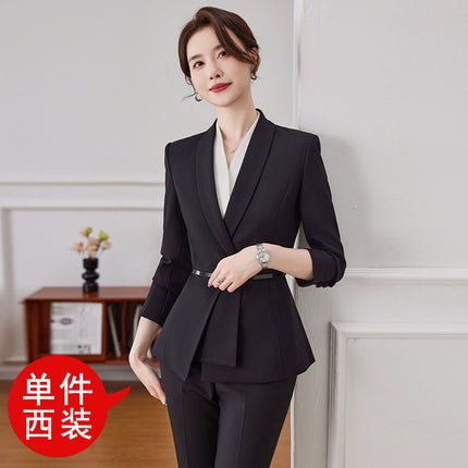 High-end professional suit suit women's long-sleeved jewelry gold shop elegant slim suit formal wear front desk manager work clothes