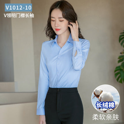 New Women's Bamboo Fiber Professional Shirts, No-Iron Business Casual Shirts, Women's White-Collar Attire, Bank Work Clothes