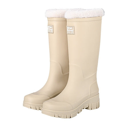 Cross-border Fashion Mid-high Rain Boots Women's Fixed Cotton Warm Outdoor Camping All-match Rain Boots Thick-soled Wear-resistant Work Shoes