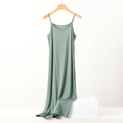 Plus Size Spring and Summer All-match Slim-fit Long Inner Nightgown Sling Modal Cotton Women's Solid Color Base dress