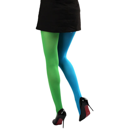 Spring and summer breathable blue and green double color socks personality Joker fashion pantyhose women's color stockings anti-hook silk socks wholesale