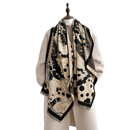 Sweet Leopard Print Butterfly New Autumn and Winter Thickened Shawl Scarf for Women, Winter High-End Elegant Office Air Conditioning Blanket