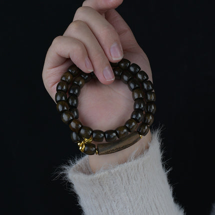 Shen Guibao Chen Xiang 8mm Double Ring Half Bracelet Barrel Bead Bracelet Five Sutra String Beads Niche Wen Play Jewelry Wholesale