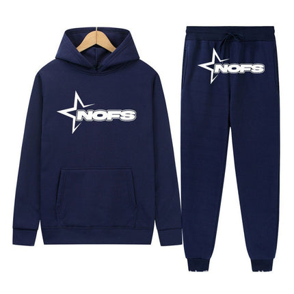 Y2K New Long Sleeve Noes Hoodie Suit Sweatshirt Two-Piece Punk Band Rock Clothing Streetwear
