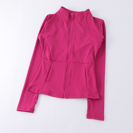 Yoga Clothing Women's Spring and Summer Vertical Collar Zipper Jacket Slim-fit Sun Protection Slimming Long-sleeved High-end Running Sports Fitness Top