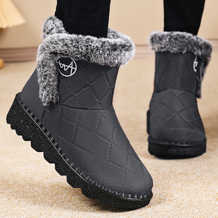 Women's Snow Boots Autumn and Winter New Cross-Border Dropshipping Polyurethane Mid-Calf Cotton Shoes with Plush Lining and Thickened Warm Cotton Boots