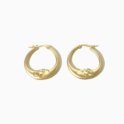 European and American fashion cold wind moon inlaid rhinestone personality earrings cross-border simple moon ring earrings earrings