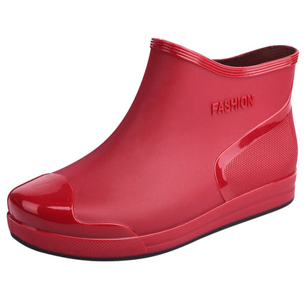 Fashionable women's rain boots low-top rain boots short non-slip fleece-lined water boots warm cover shoes comfortable wear-resistant youth comfortable