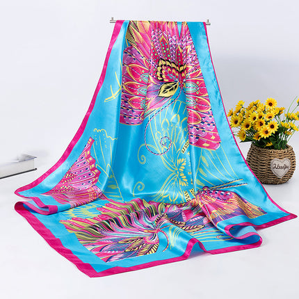Silk Scarf Women's Summer Korean-style All-match Large Square Silk Hand Scarf Women's Spring and Autumn Shawl Long Sunscreen Beach Towel