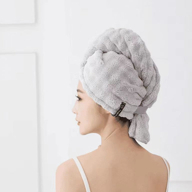 Cross-Border New Dry Hair Cap Bubble Velvet Strong Water Absorption Quick Drying Turban Household Shampoo Towel Thickened Shower Cap Wholesale