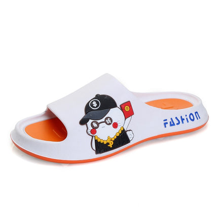 Slippers for Men, Summer Outdoor Wear, Indoor Home Bathroom, Non-Slip Couple Style, Cartoon Thick Soft-Soled Sandals, Men's Trendy Slippers