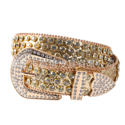 Women's Belt with Rhinestone Inlay Decoration, Versatile for Jeans, Bbsimon Belt Manufacturer Wholesale, Personalized and Trendy