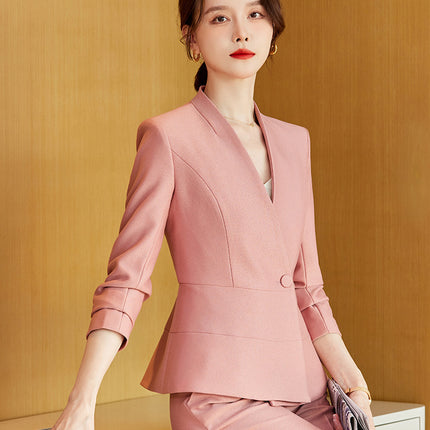 Fashionable professional women's dress elegant goddess style suit spring and autumn suit beauty salon front desk work uniform high-end