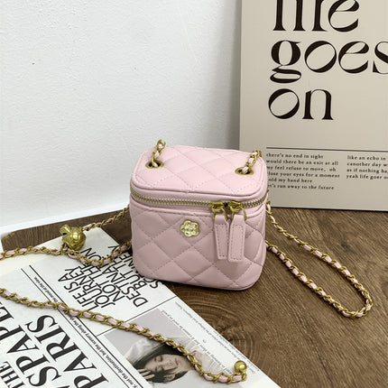 New Textured Box Bag Niche Fashion Lipstick Bag Versatile Small Fragrant Style Rhombus Chain Shoulder Crossbody Bag for Women