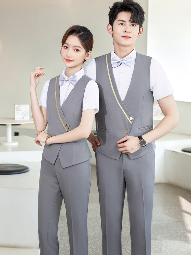 Bar KTV Western restaurant work wear slim vest suit women's new hotel front desk waiter work clothes men