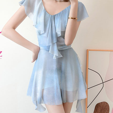 Fairy Swimsuit Female Ruffled Girl Student plus size Hot Spring Belly Covering Conservative Slimming Hot Spring plus size New Swimsuit
