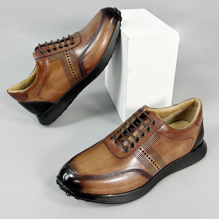 Men's Casual Leather Shoes Top Layer Cowhide Autumn and Winter Business Foot Wide Soft Sole Lightweight Comfortable Leather Sports Casual Shoes