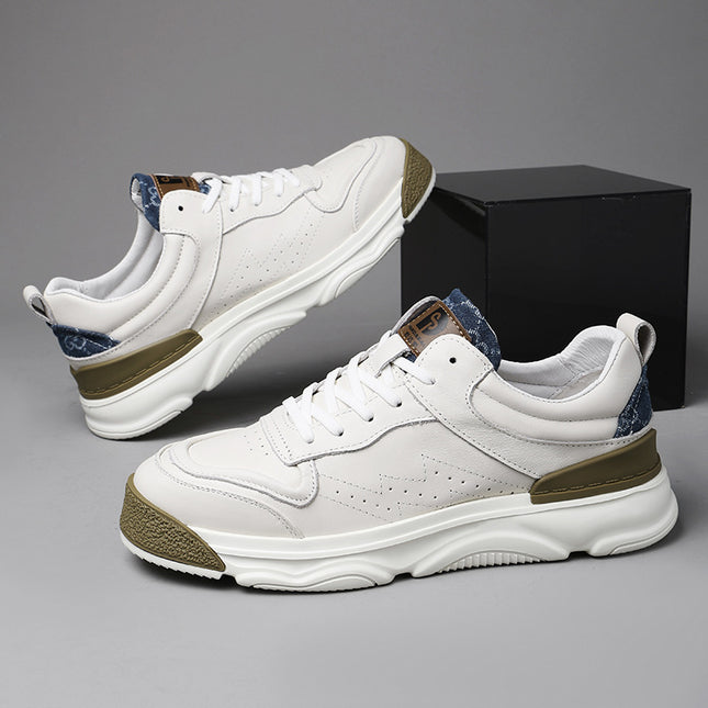European Station Men's Shoes Forrest Gump Shoes Sneakers Leather White Shoes Contrast Casual Board Shoes Torre Shoes Men's One Piece Hair