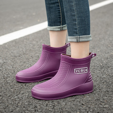 Cross-Border Rain Boots for Women, Short-Tube Fashionable Outer Wear Student Rain Boots, Winter Velvet Warm Rubber Shoes, Low-Tube New Water Shoes