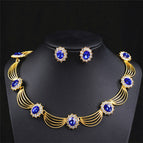 18k gold blue necklace + stud earrings