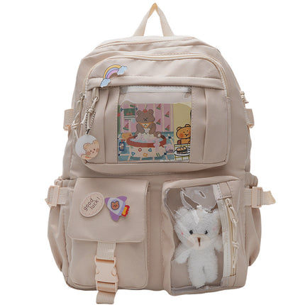 Korean Style Fresh and Cute Junior High School Backpack Women's Large Capacity Casual Schoolbag for Primary School Students Lightweight Storage Campus Backpack