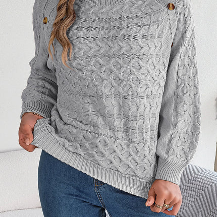 Big Sale 2024 Autumn and Winter New Pure Color Twist Button Lantern Sleeve Pullover Sweater Independent Station Cross-Border Women's Clothing