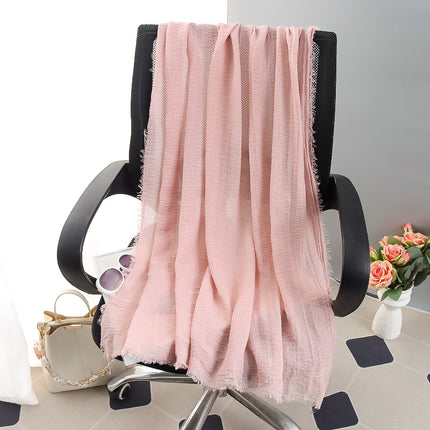 New Spring and Summer Fashion Cotton and Linen Solid Color Headscarf Beach Towel Sun Protection Large Size Silk Scarf Shawl for Women
