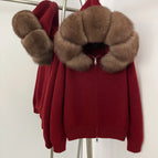 Angora red + faux mink fur trim