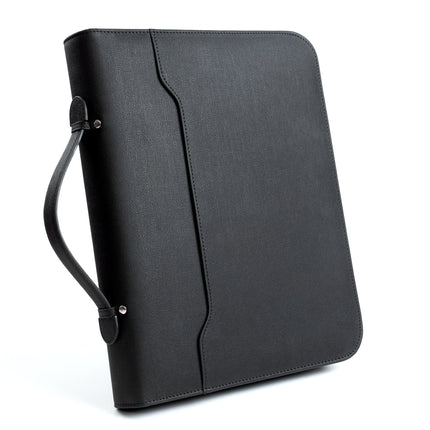 Spot Multifunctional A4 Folder Pu Leather Loose-Leaf Zipper Bag Office Business Satchel Manager Folder Custom Wholesale
