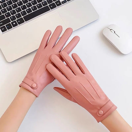 Women's autumn and winter touch screen leather gloves colorful thickened warm riding driving gloves fashion Korean style Foreign trade Wholesale