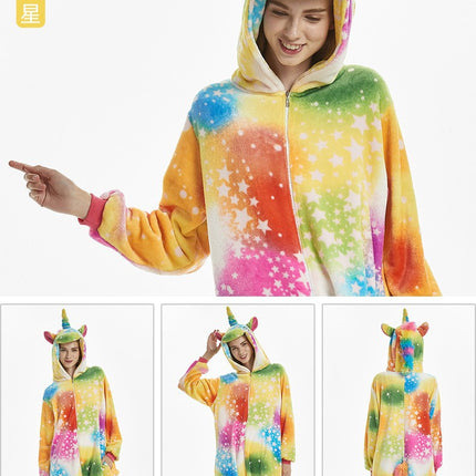 Autumn and winter new flannel gilded stars Tianma adult animal cartoon one-piece pajamas manufacturers home clothes wholesale