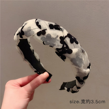 Internet Red Square Explosions Contrast Braid Head Band Wide Edge Non-Slip High-Level Hair Band 2023 New Style Hair Card for Women