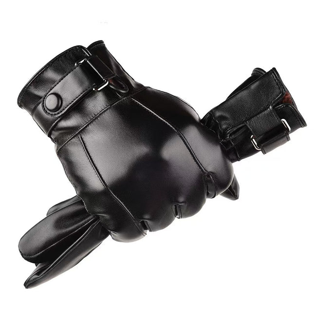 Cross-Border New Pu Gloves Men's Autumn and Winter Pu Touch Screen Warm Cycling Business Casual Korean Style Washed Leather Gloves